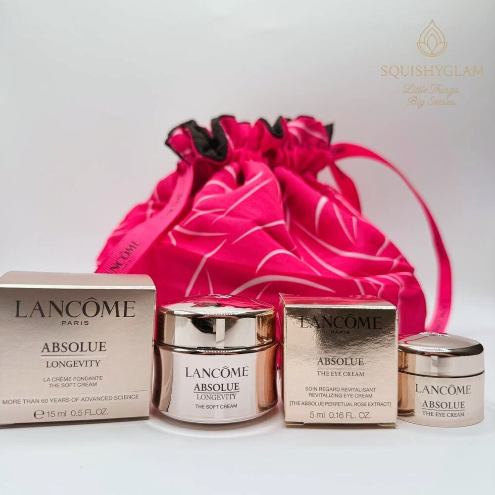 Lancome Absolue Longevity Soft Cream + Revitalizing Eye Cream + Limited Pink bag